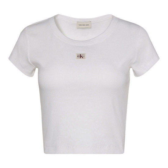 Calvin Klein Γυναικεία κοντομάνικη μπλούζα Slim Ribbed Cotton Badge T-shirt